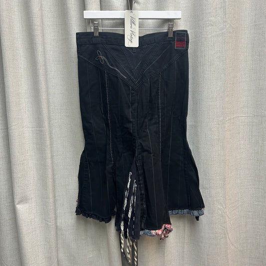 Marithe Francois Girbaud Black Patterned Midi Skirt