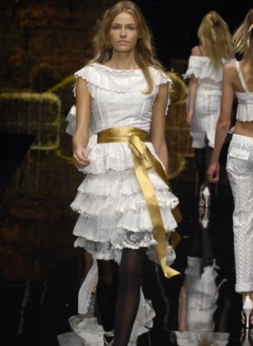 Dolce & Gabbana S/S 2006 White Buttoned Top with Gold Ribbon