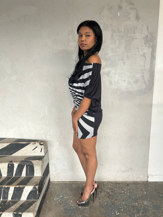 Psychedelic Print Dolman Sleeve Mini Dress