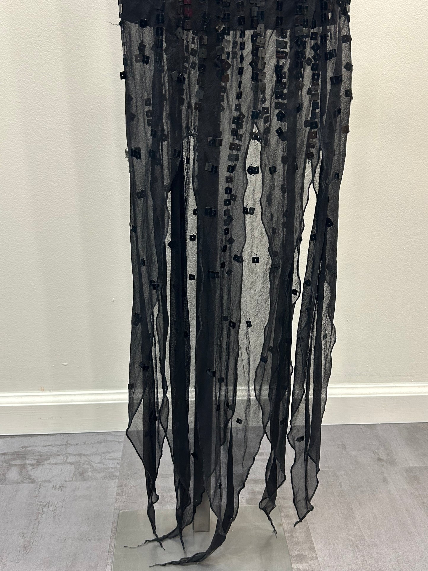 Black 100% Silk Sequin Beaded Dress