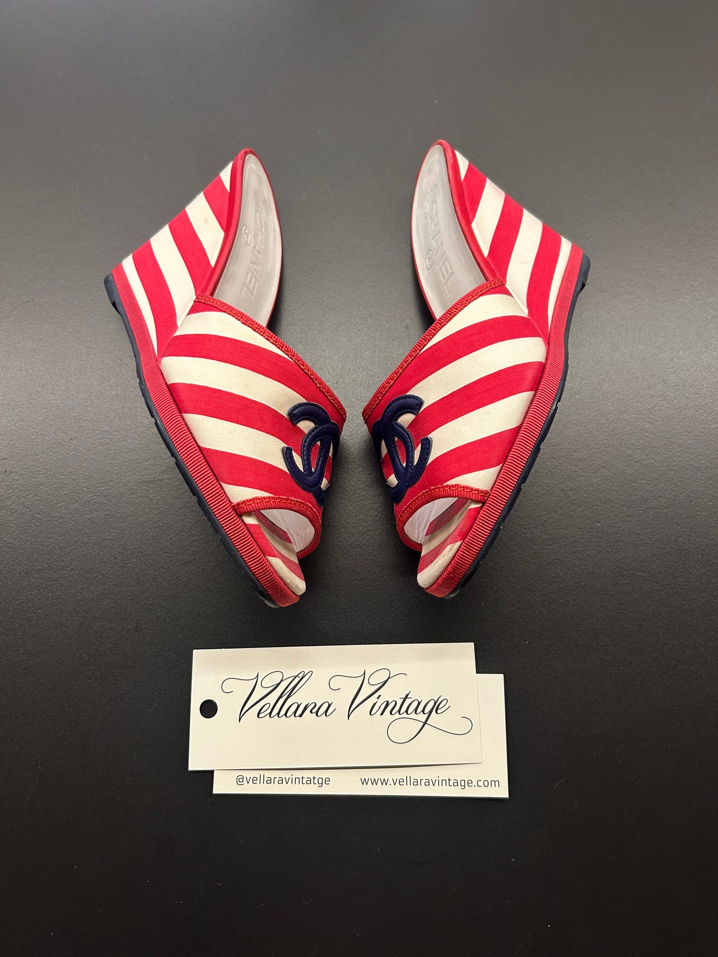 Chanel Cruise 2010 Sailor Striped Wedge Sandals