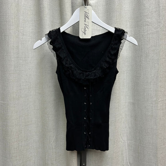 Morgan Black Ruffle Knit Top