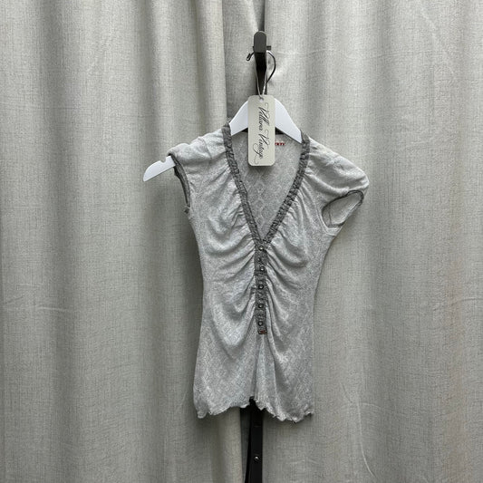 Miss Sixty Silver Lace Button Down Shirt