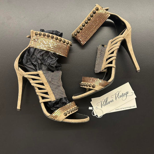 Giuseppe Zanotti Gold and Brown Heels