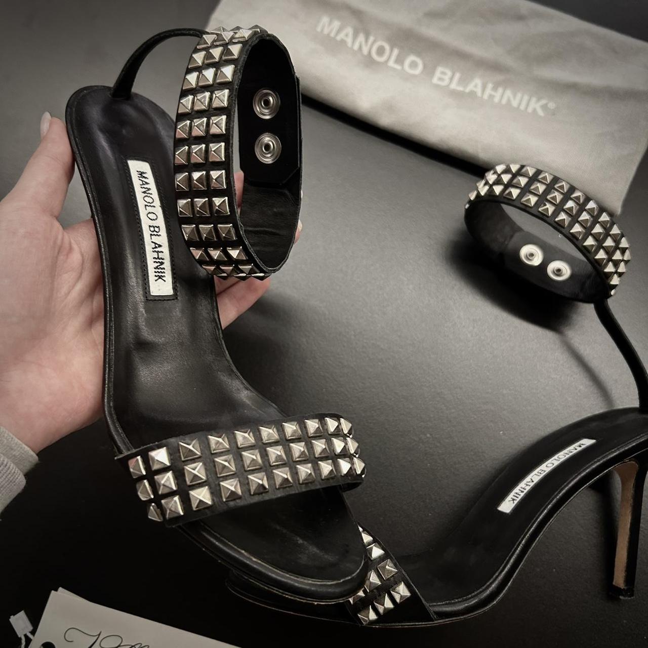 Manolo Blahnik Women's Black Studded Sandals
