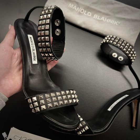 Manolo Blahnik Women's Black Studded Sandals