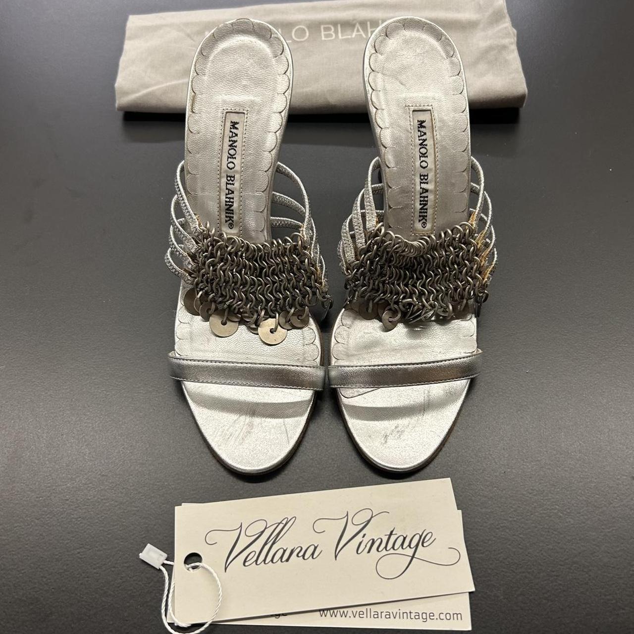 Manolo Blahnik Silver Chainmail Sandals