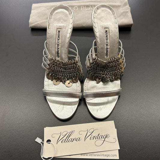 Manolo Blahnik Silver Chainmail Sandals