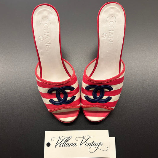 Chanel Cruise 2010 Sailor Striped Wedge Sandals