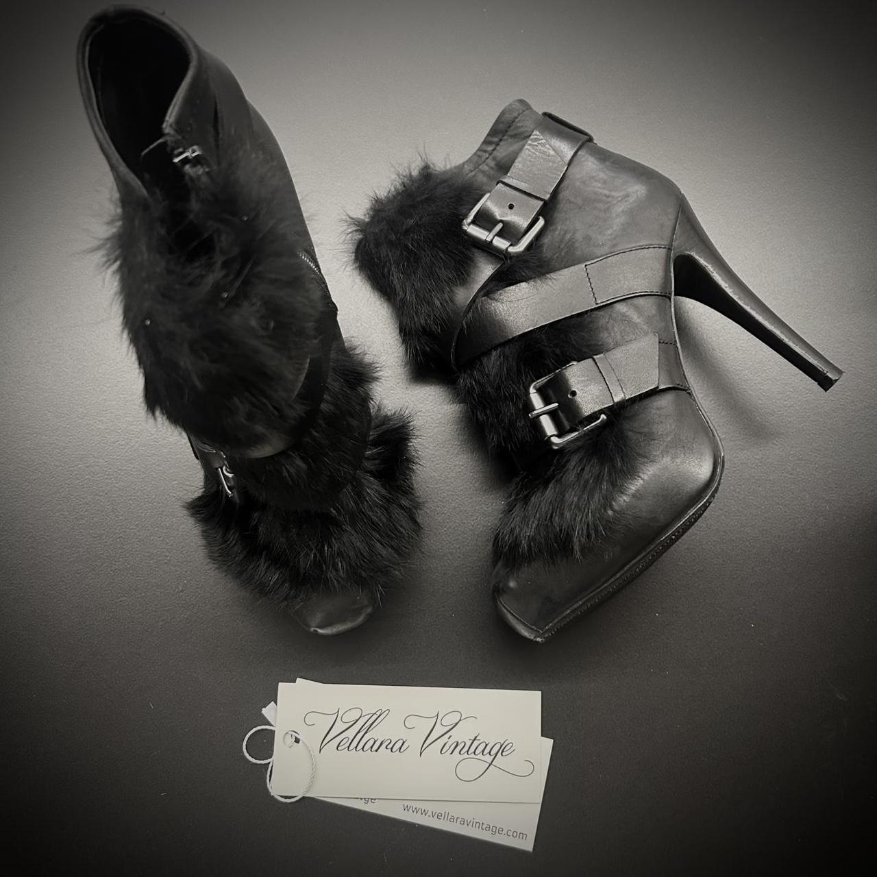 Ash Rabbit Fur Black Boots