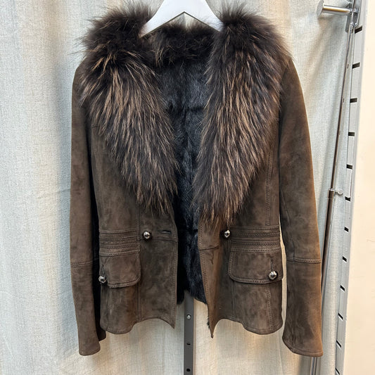 Brown Suede and Fox Fur Jacket