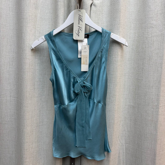 Teal 100% Silk Morgan de Toi Tank Top with Bow