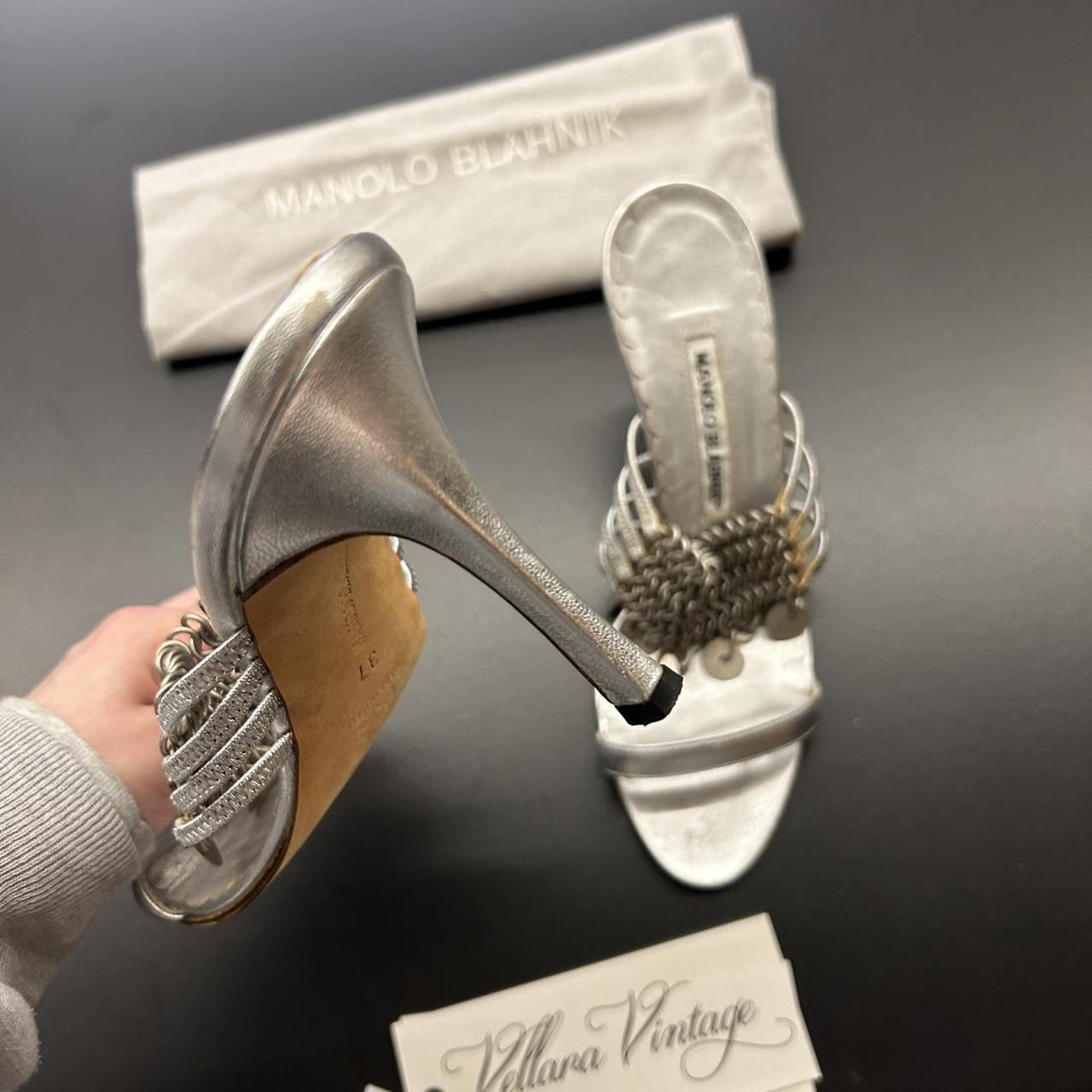 Manolo Blahnik Silver Chainmail Sandals