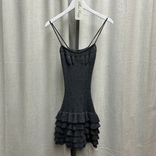 Sissley Grey Knit Ruffle Baby Doll Dress