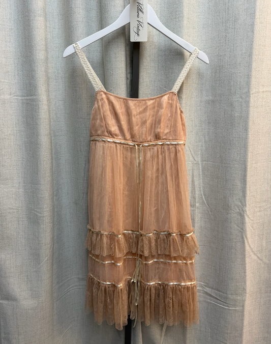 Galliano Pink Lace Ruffled Babydoll Dress
