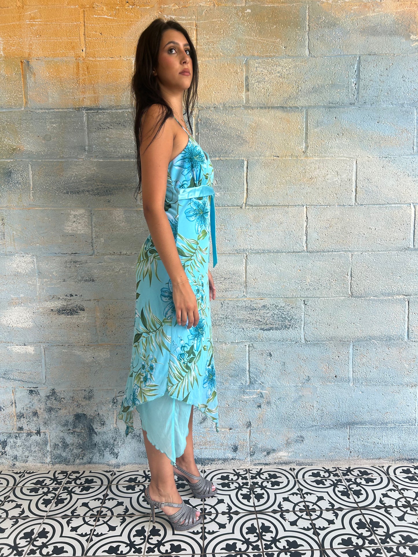 Floral Fairy Hem Empire Waist Maxi Dress
