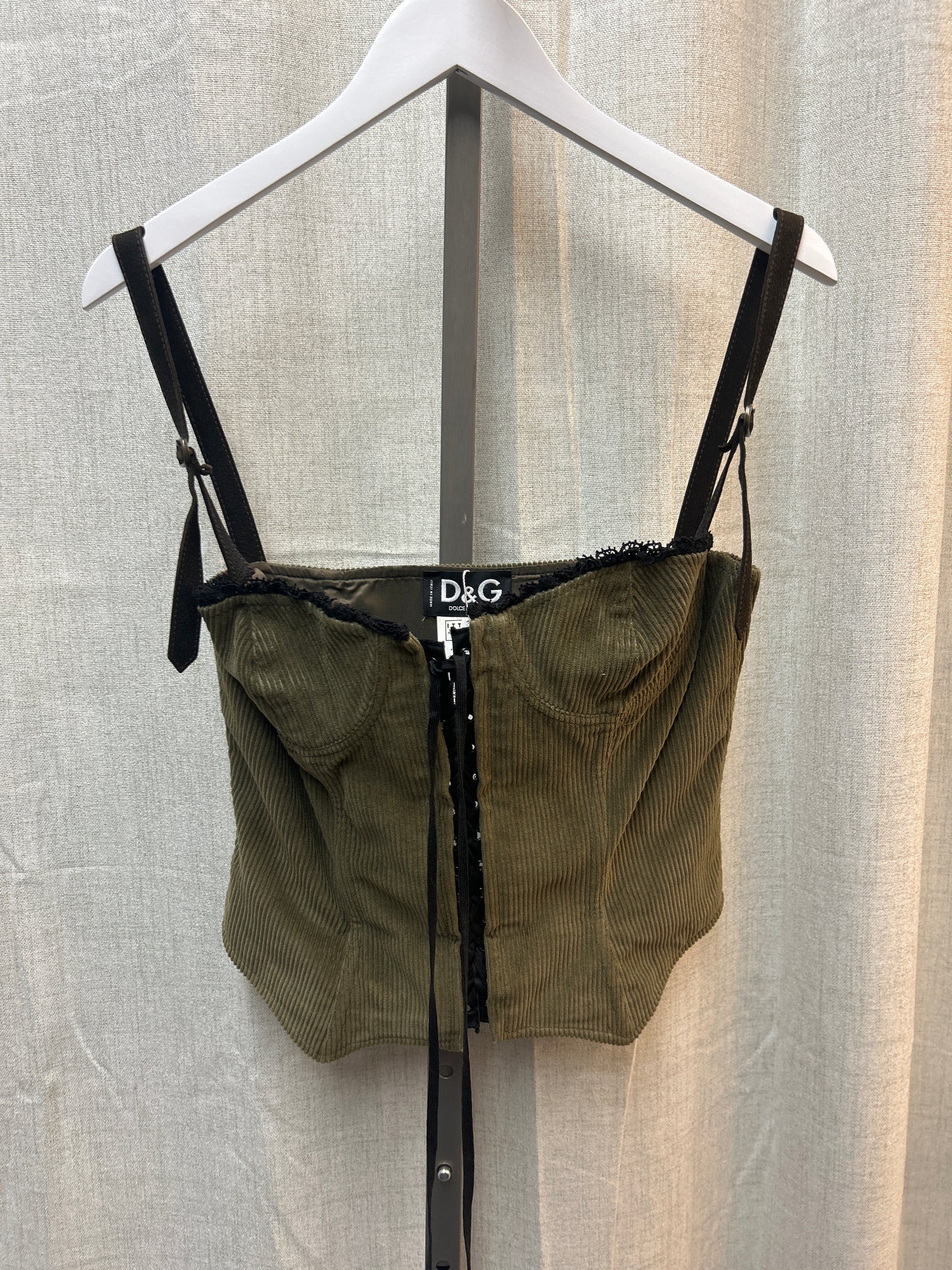 D&G Green Corduroy Corset F/W 2002