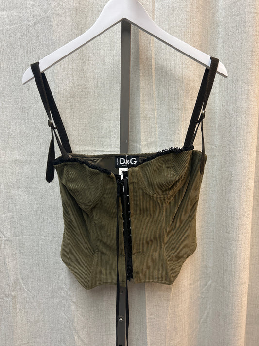 D&G Green Corduroy Corset F/W 2002
