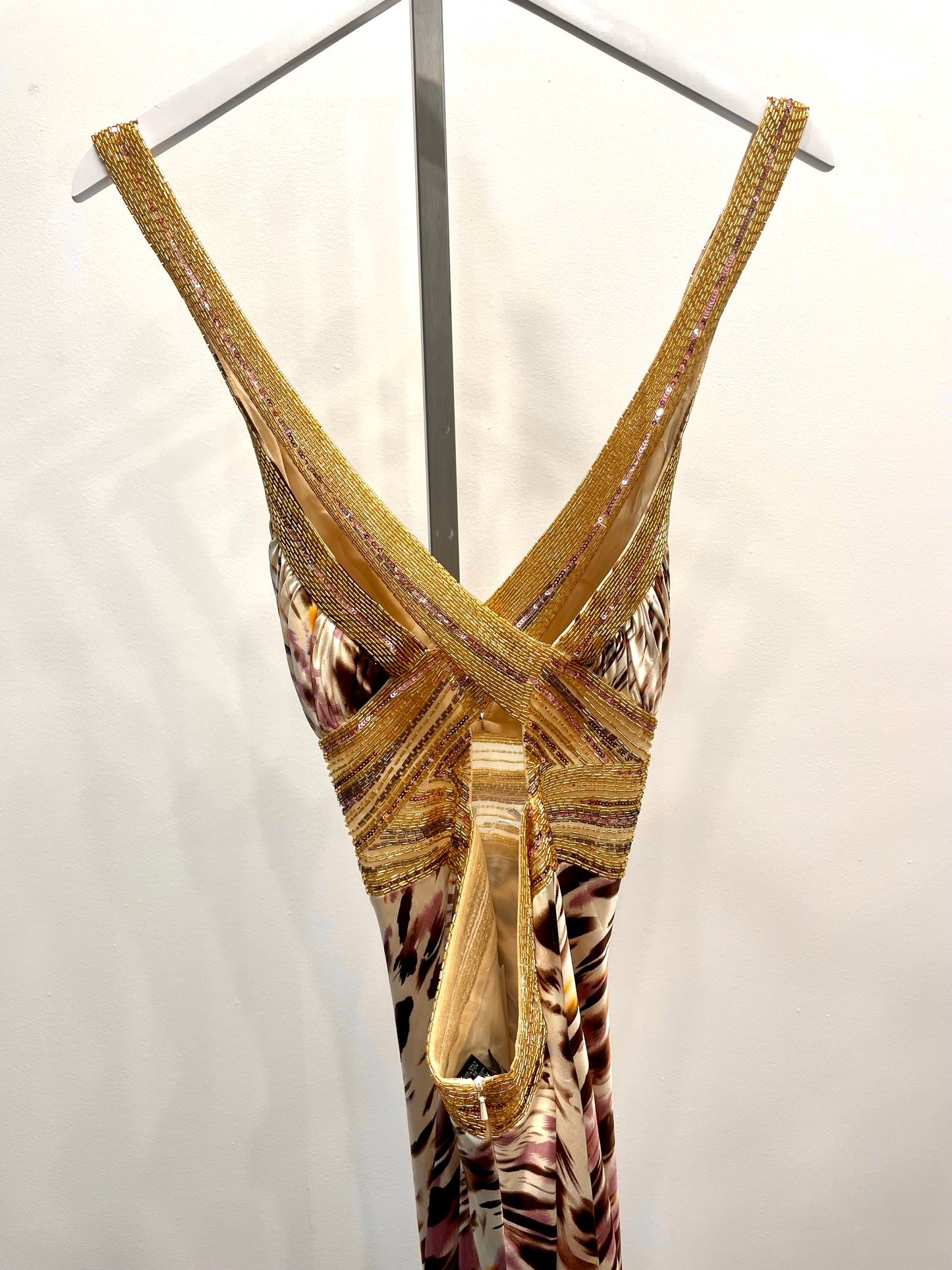 Zebra Print Beaded Gown