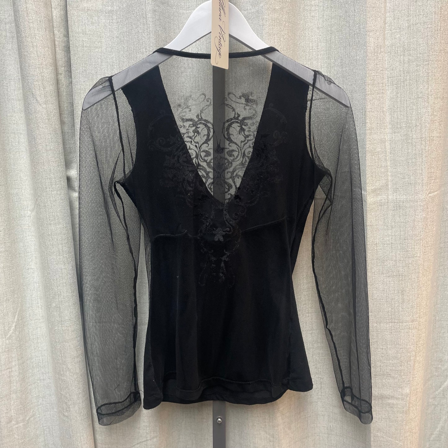 Backless Mesh Long Sleeve Top