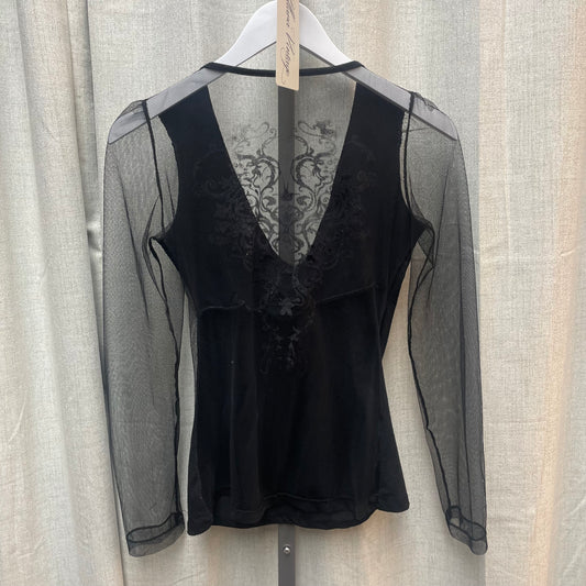 Backless Mesh Long Sleeve Top