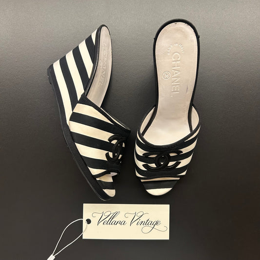 Chanel Cruise 2010 Striped Wedge Sandals