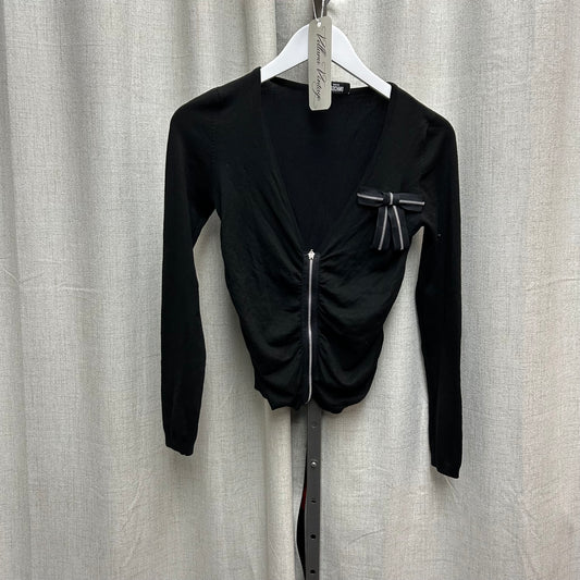 Moschino Black Long Sleeve Zip Bow Top