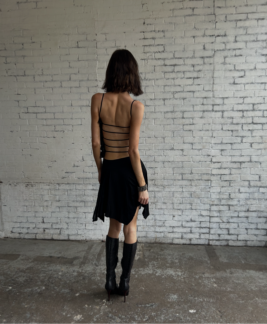Black Backless Fairy Dress