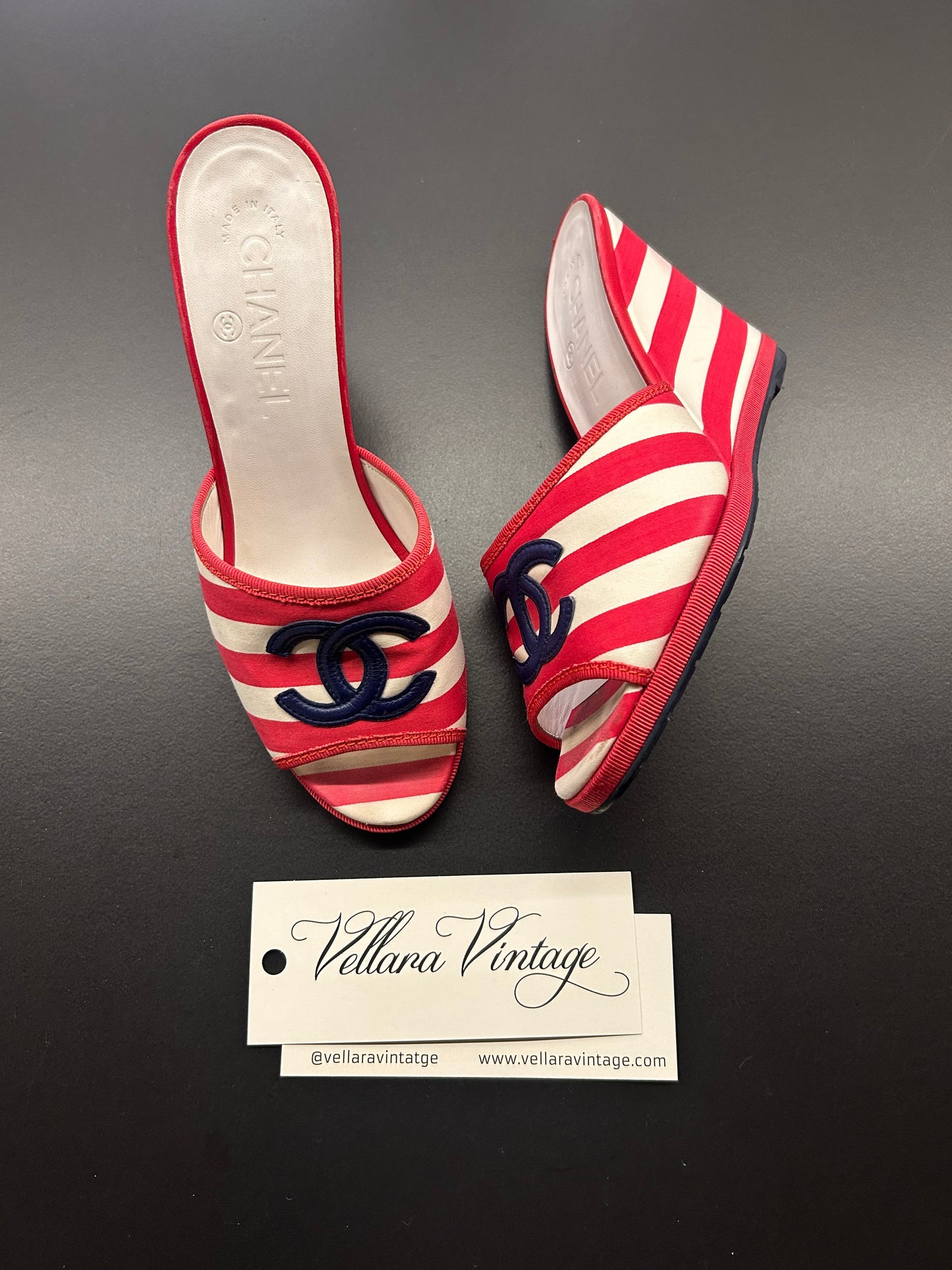 Chanel Cruise 2010 Sailor Striped Wedge Sandals