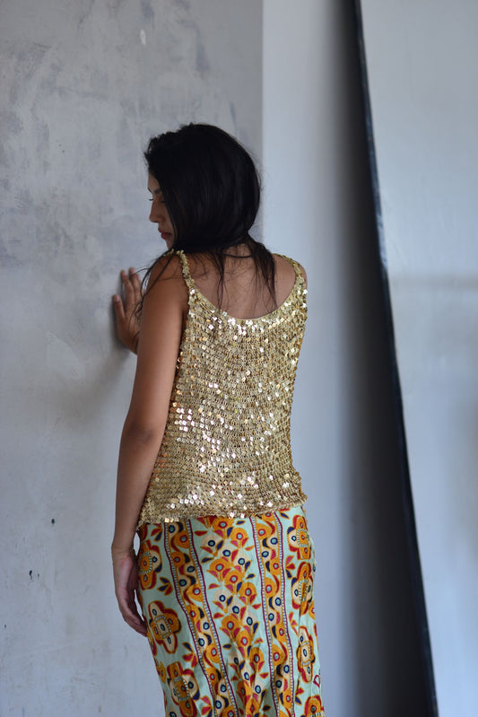 Sequin Crochet Tank Top