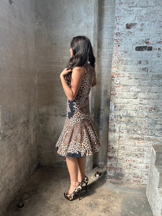 Roberto Cavalli Leopard Print Midi Dress