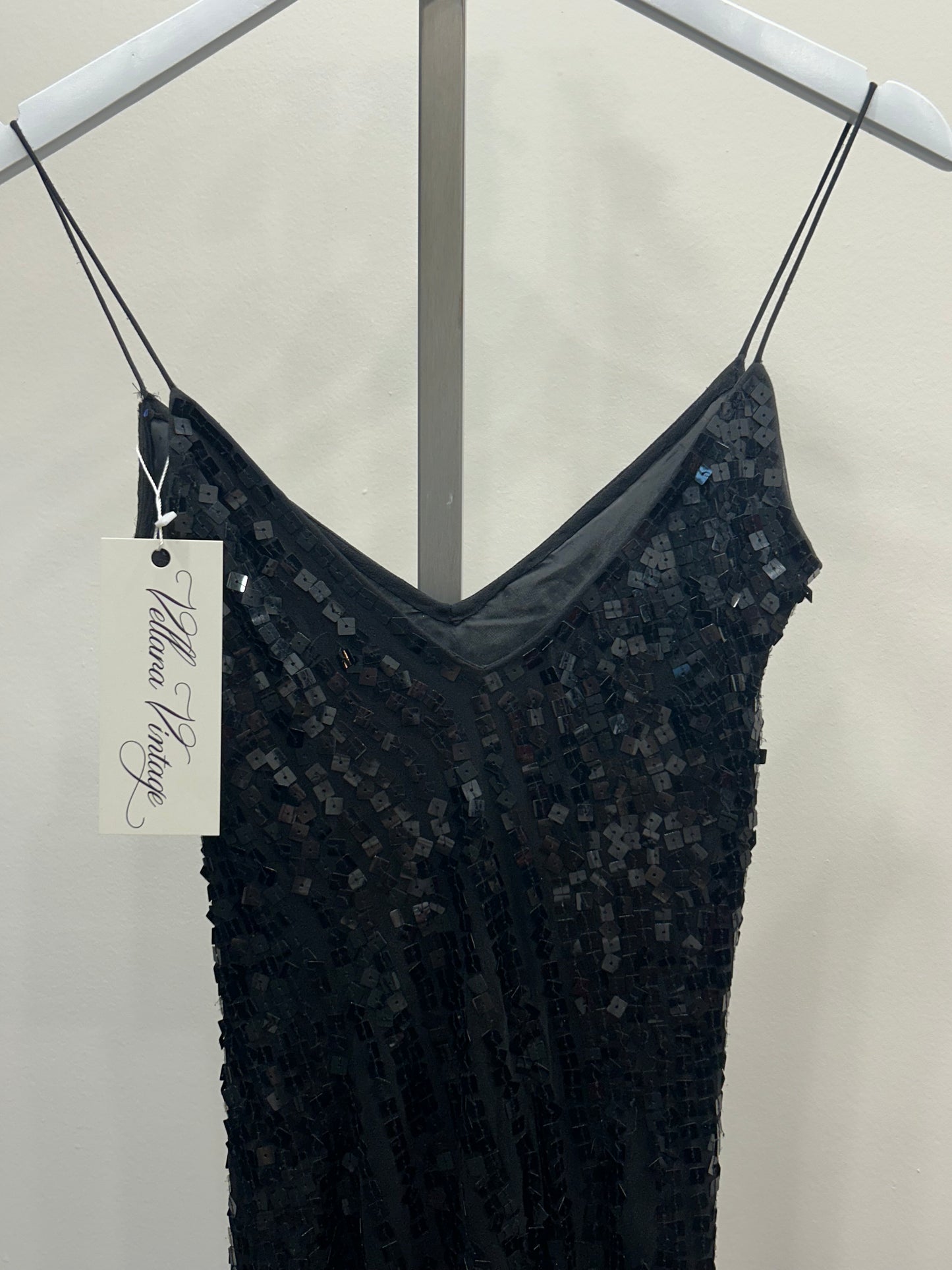 Black 100% Silk Sequin Beaded Dress