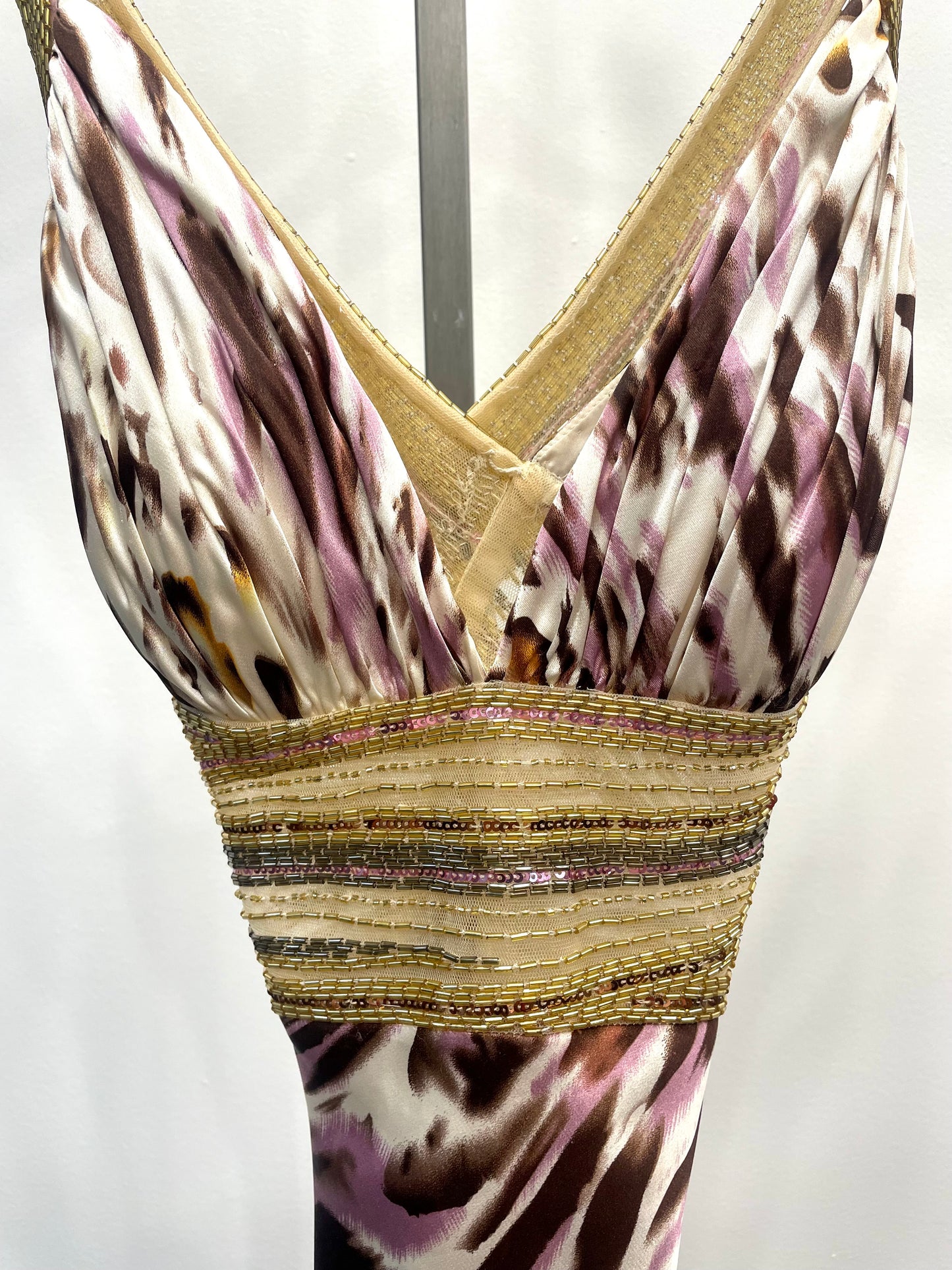 Zebra Print Beaded Gown