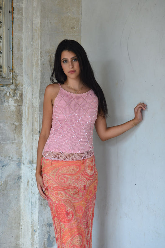 Beaded Crochet Tank Top