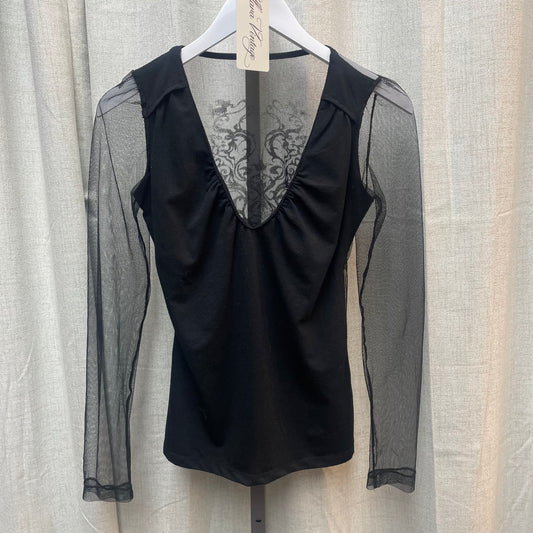 Backless Mesh Long Sleeve Top