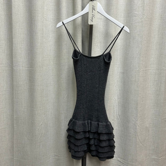 Sissley Grey Knit Ruffle Baby Doll Dress