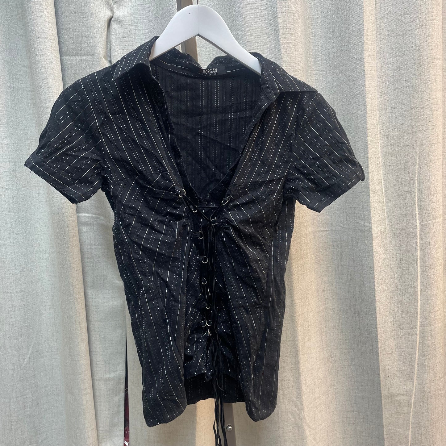Morgan de Toi Lace Up Short Sleeve Shirt