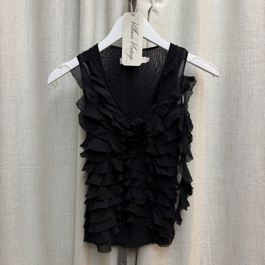 Mesh Rose Ruffle Tank Top