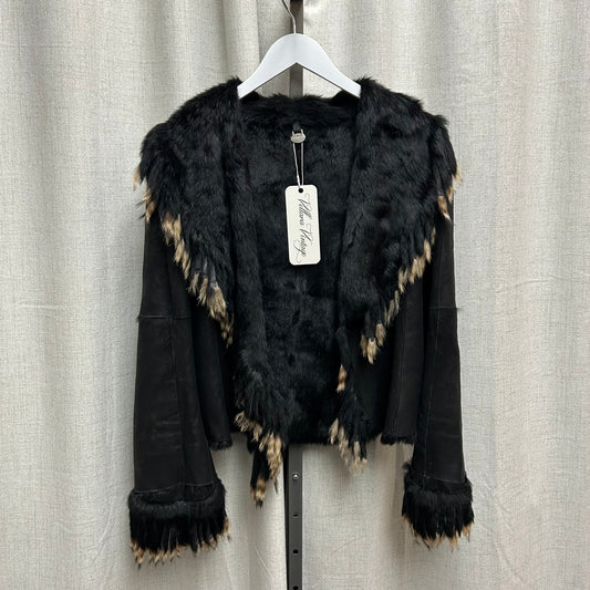 Pellessimo Black Leather Rabbit Fur Jacket