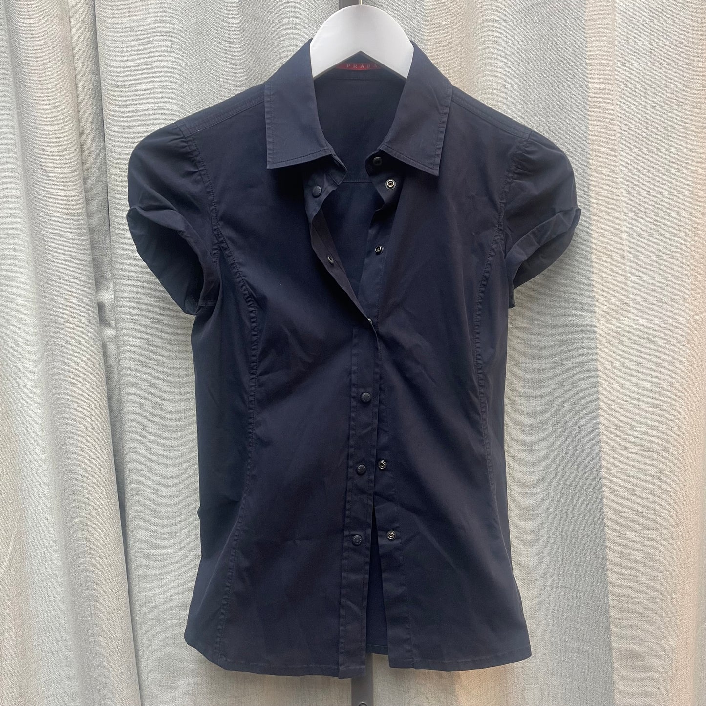 Prada Short Sleeve Button Up Top