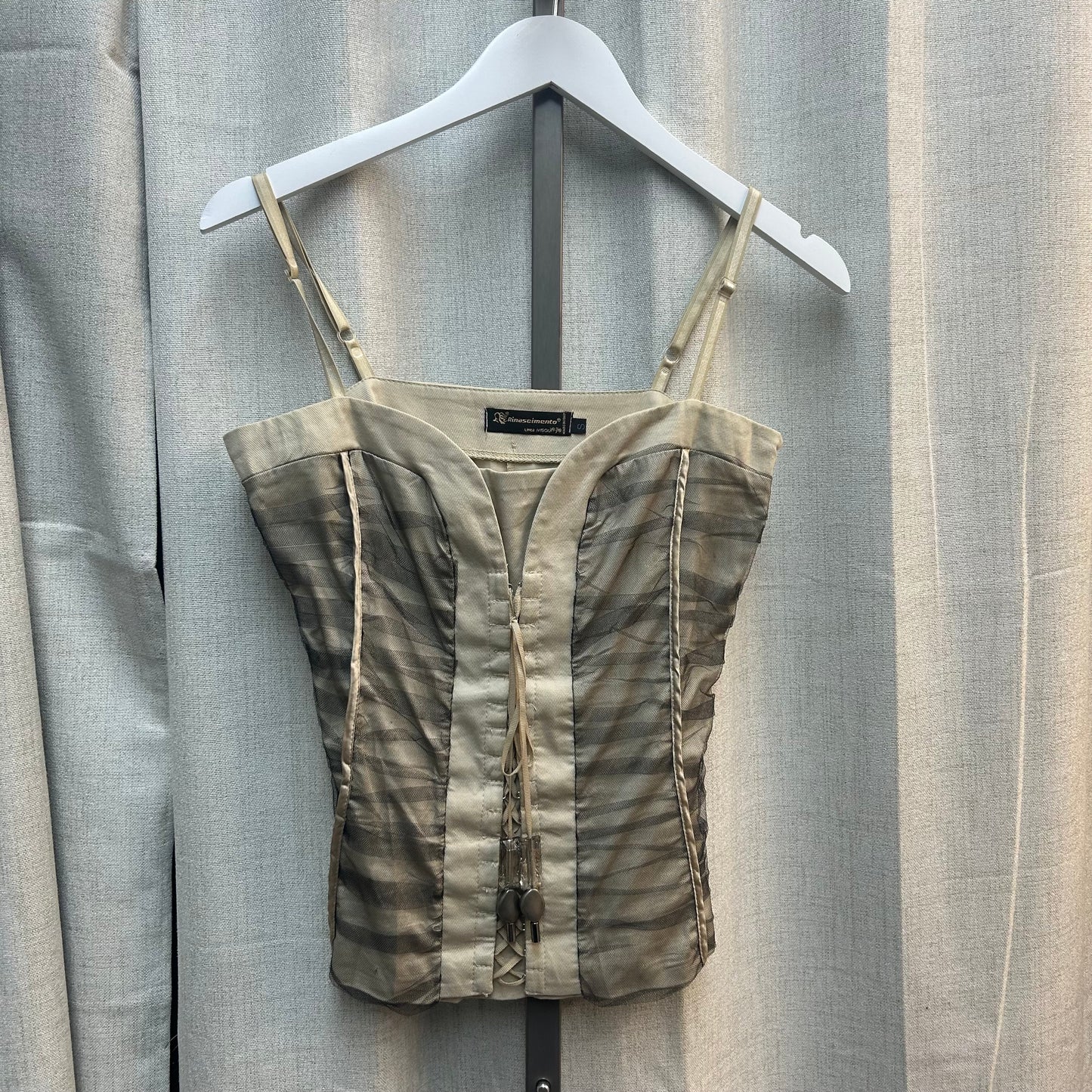 Rinasciemento Beige Tulle Overlay Corset Top