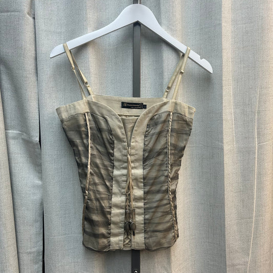 Rinasciemento Beige Tulle Overlay Corset Top