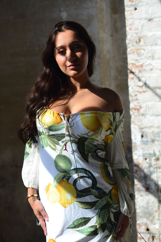 Roberto Cavalli S/S 2005 Snake Lemon Print Midi Dress