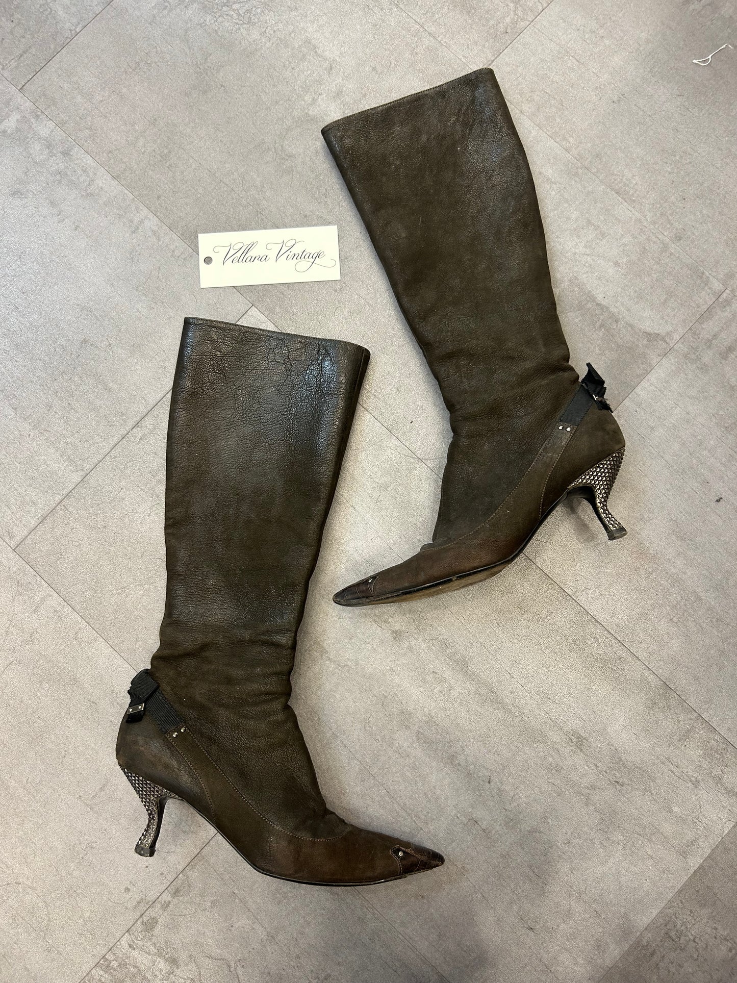 Prada Kitten Bow Brown Boot