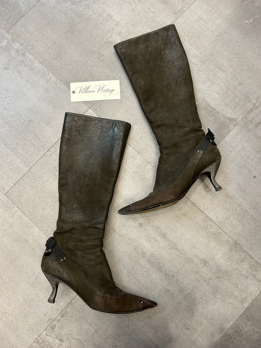 Prada Kitten Bow Brown Boot