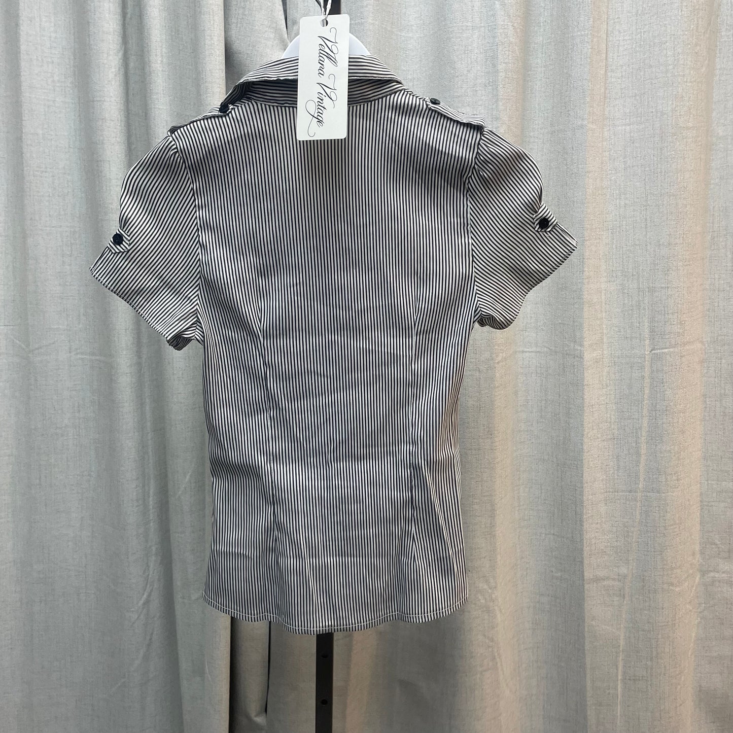Pinstripe Ruffle Button Up Top