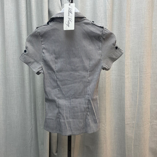 Pinstripe Ruffle Button Up Top