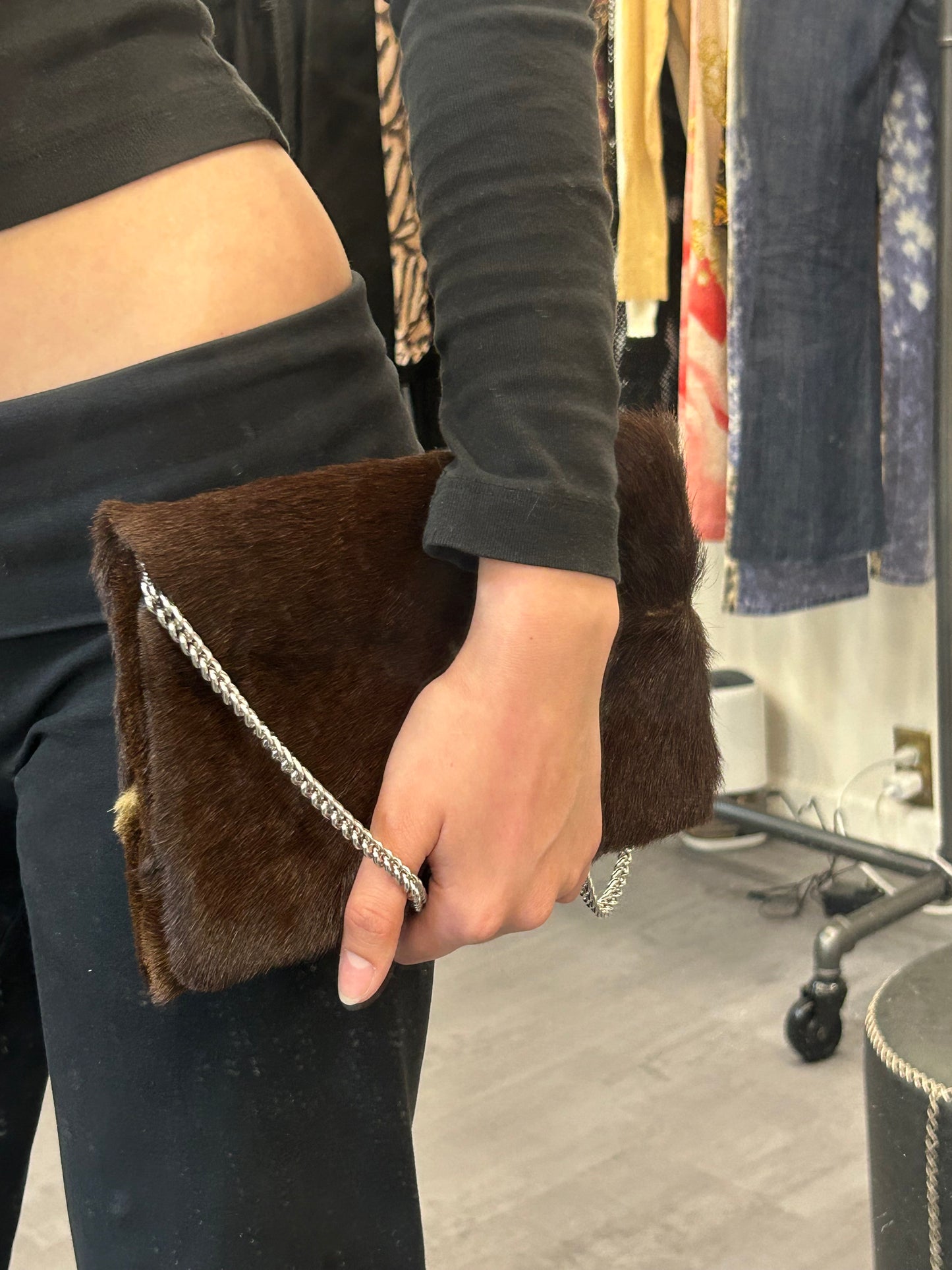 Brown Pony Hair Shoulder Bag