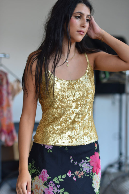 Gold Sequin Tank Top
