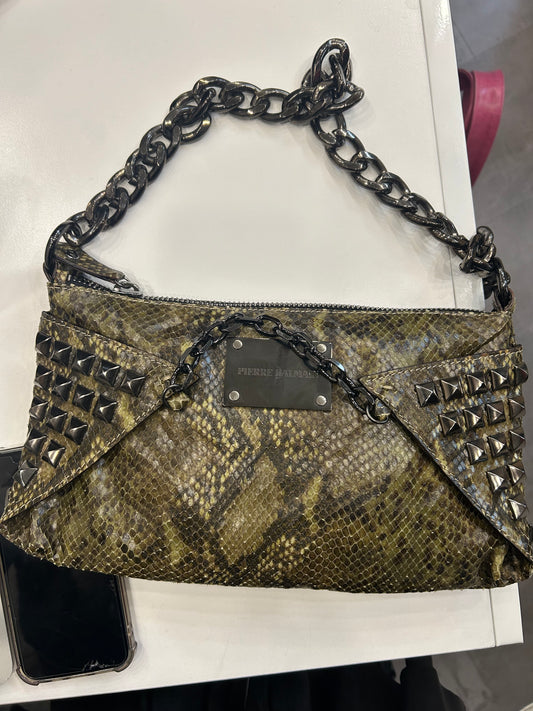 Balmain python green studded bag